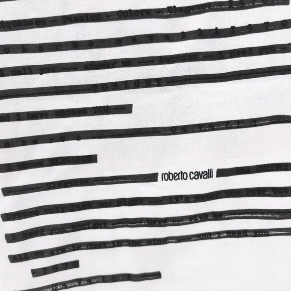 NWT ROBERTO CAVALLI Graphic Men's T-Shirt "Absent Future" Double Sided SMALL - Picture 4 of 8